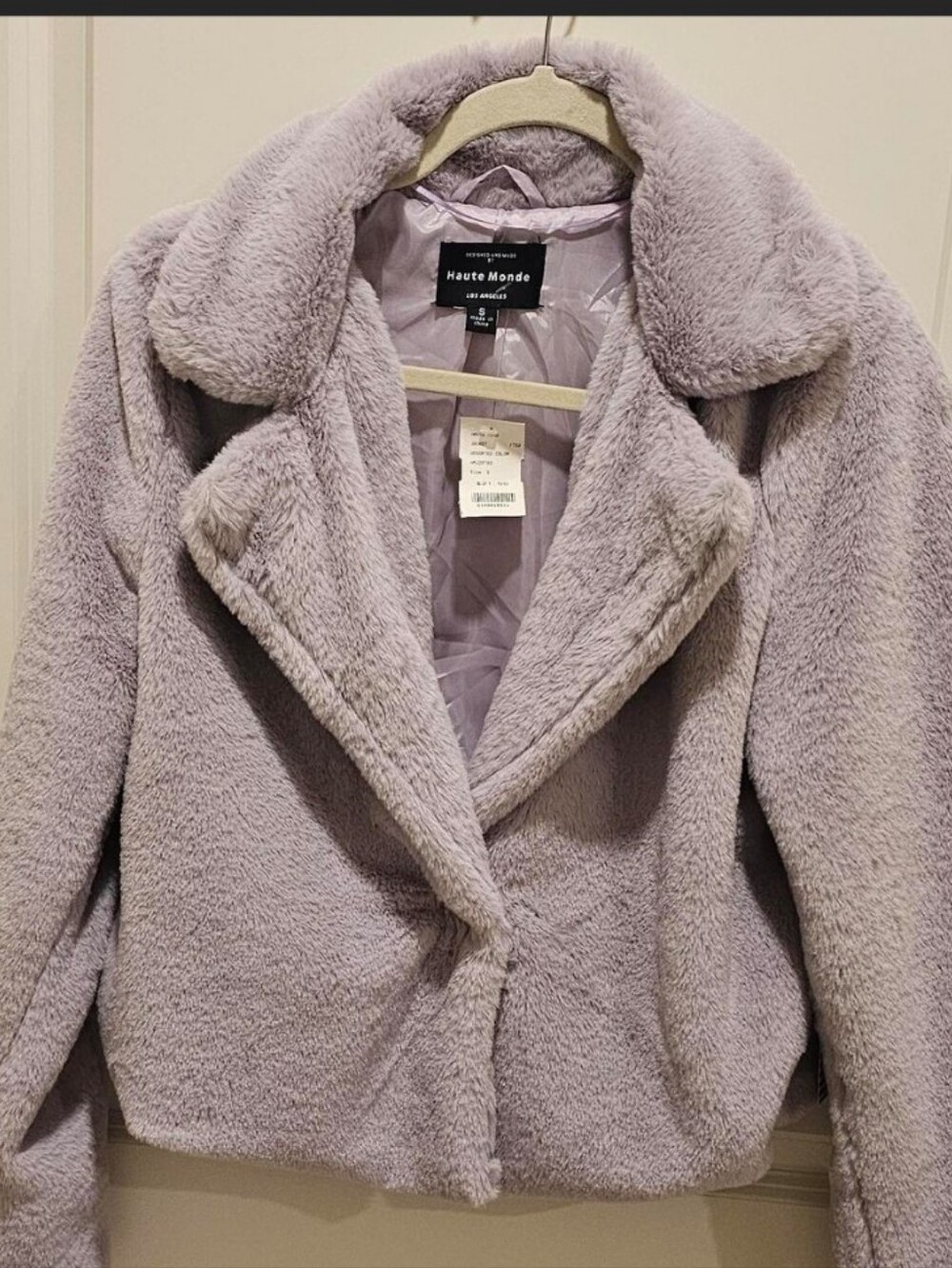 Haute Monde Soft Lavender Teddy Jacket NWT